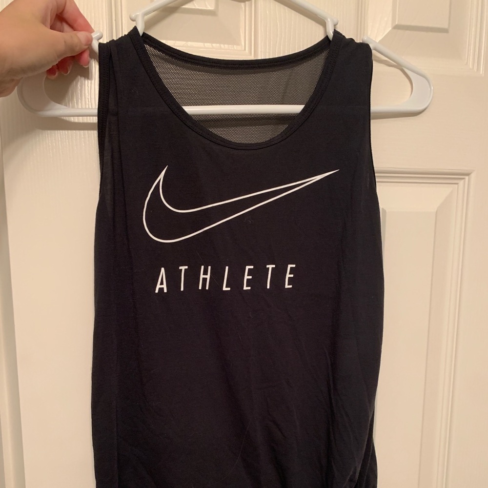 Girls Large Black Nike tank top, tie side, white lettering